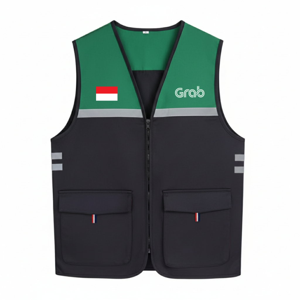 Rompi Scotlight Outdoor Grab pria wanita terbaru | Rompi Grab| Jaket Grab | Rompi Ojol Grab Original