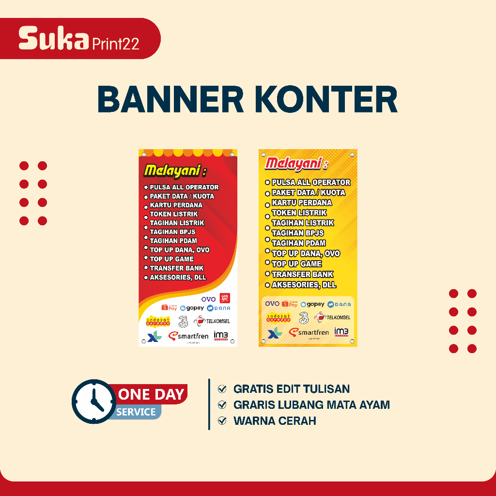 Banner Konter Jualan Pulsa - Spanduk Konter Berdiri Jual Pulsa & Token Listrik