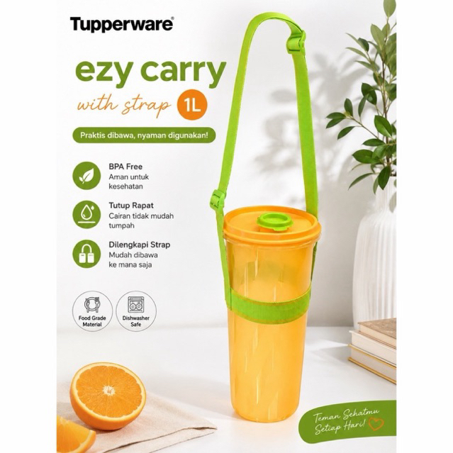 tupperware ezy carry 1L + tali / botol minum tumbler