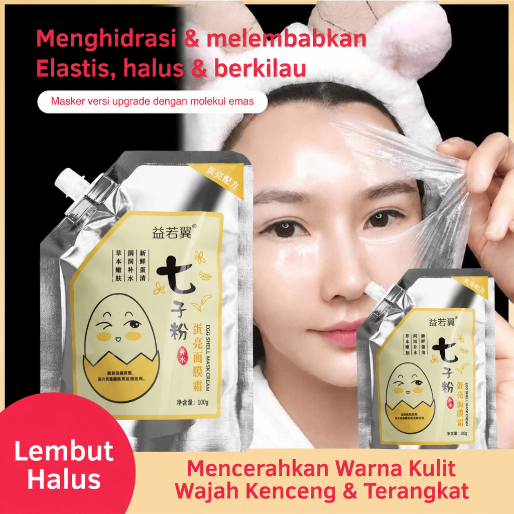 Masker Ragi Cangkang Telur Masker Egg Shell Yeast Mask 100g Gold Peel Off Masker Anti Aging Pemutih 