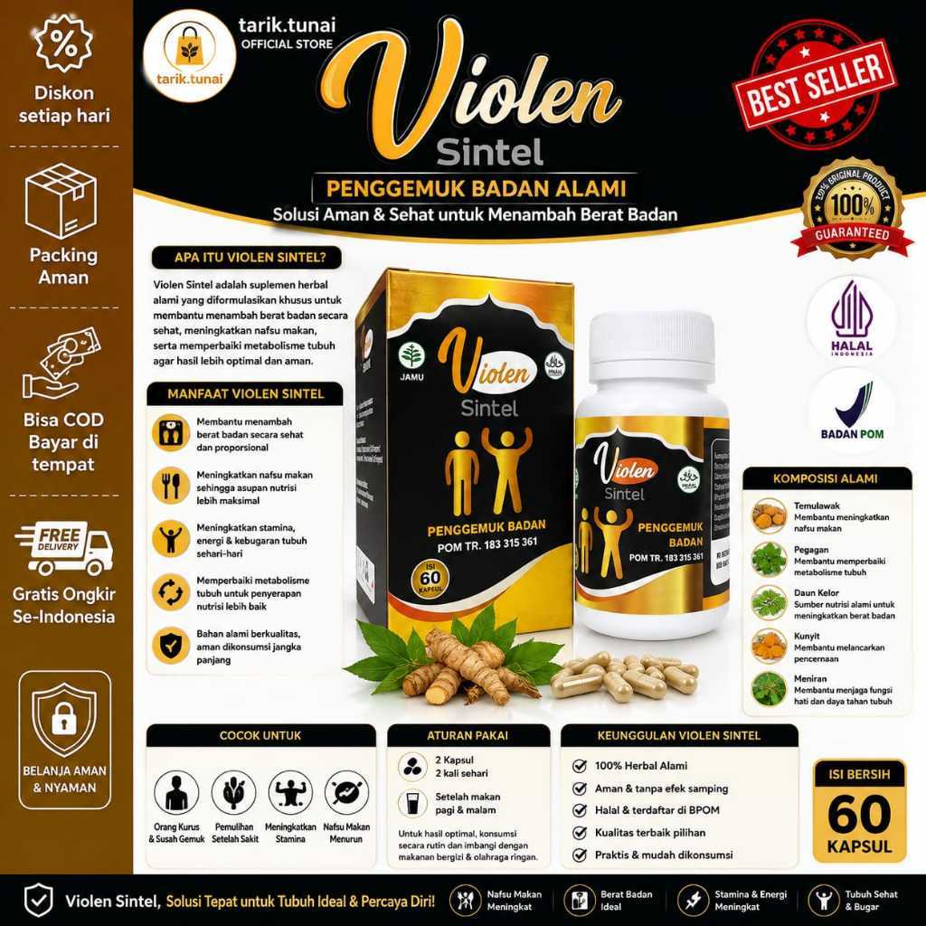 VIOLEN ASLI 100% ORIGINAL OBAT HERBAL PENGGENUK BADAN AMPUH - OBAT VIOLEN MENAMBAH NAFSU MAKAN BPOM
