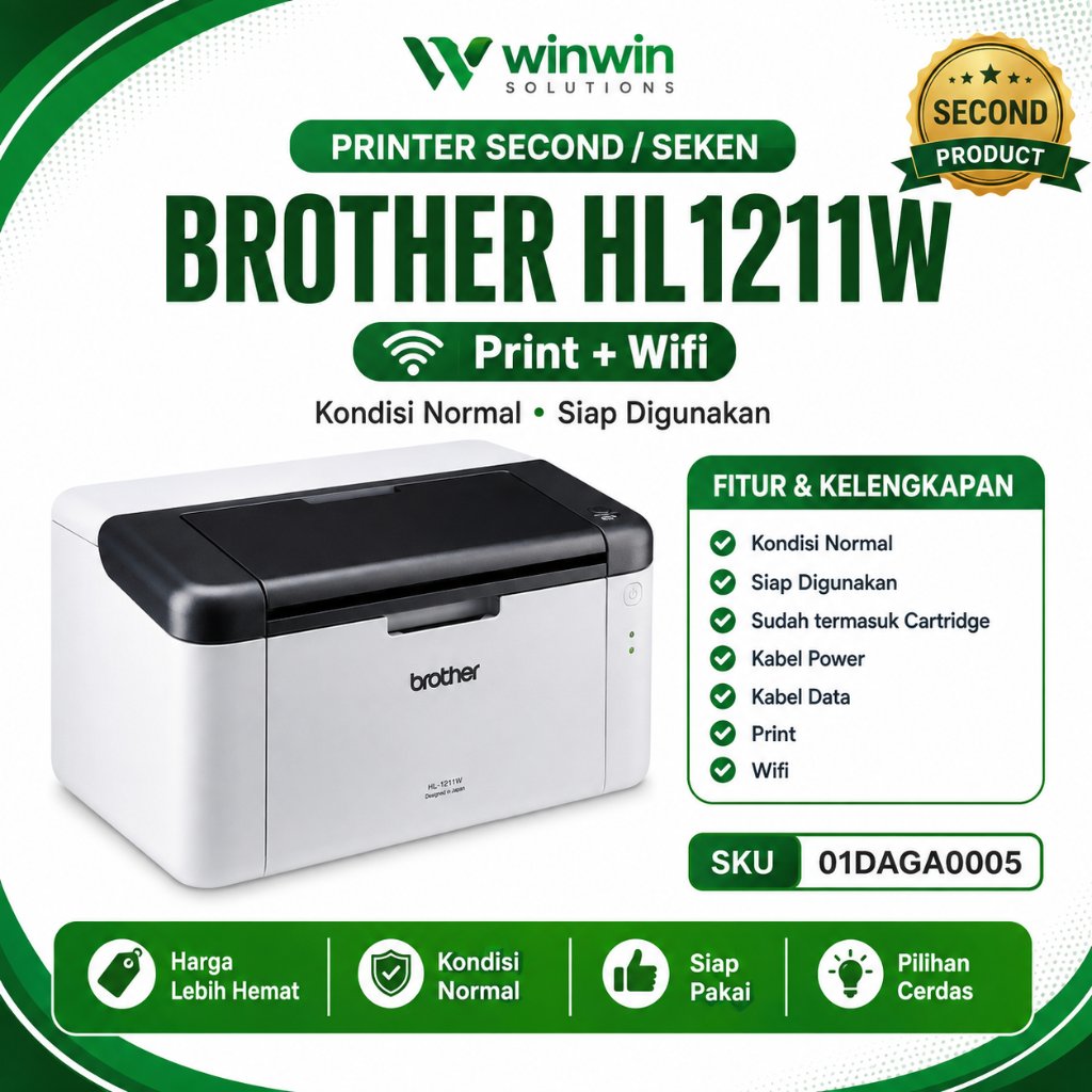 PRINTER SECOND / SEKEN BROTHER HL1211W Kondisi Normal MURAH BERKUALITAS Ada Katrid Kabel Power dan K