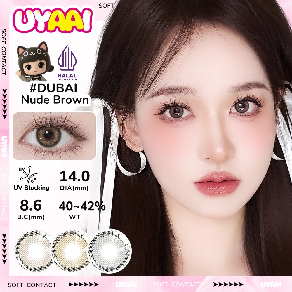 UYAAI softlens 14.5MM Minus Normal 0.00s  Mata Korea seri Charcoal Gray Sepasang LENSA KONTAK  6Bula
