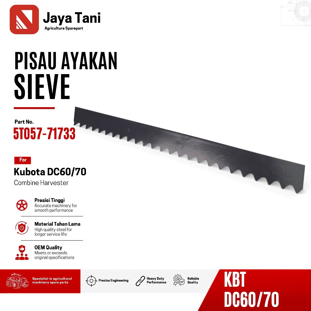 SIEVE SIRIP PISAU AYAKAN 5T057-71733 MATA PISAU AYAKAN SARINGAN GABAH THRESHING KUBOTA DC70 DC60
