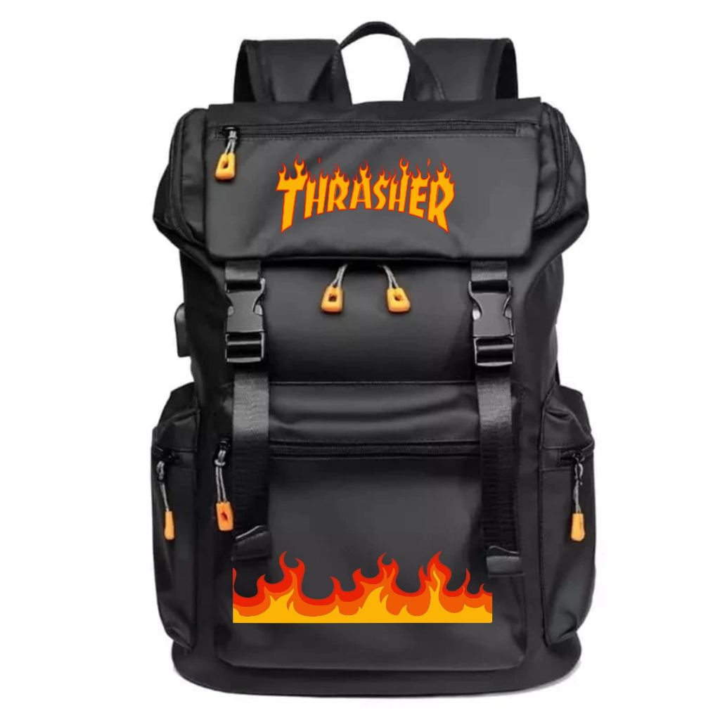 CUT 024 Tas Sekolah Anak Laki-Laki Casual Gambar Thrasher Kasual Ransel Kantong Ori Original Produk 