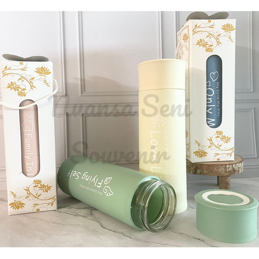 Souvenir Botol Minum My Zone My Way Tumbler Travel Motif Cover Plastik PP Termos Kaca Warna