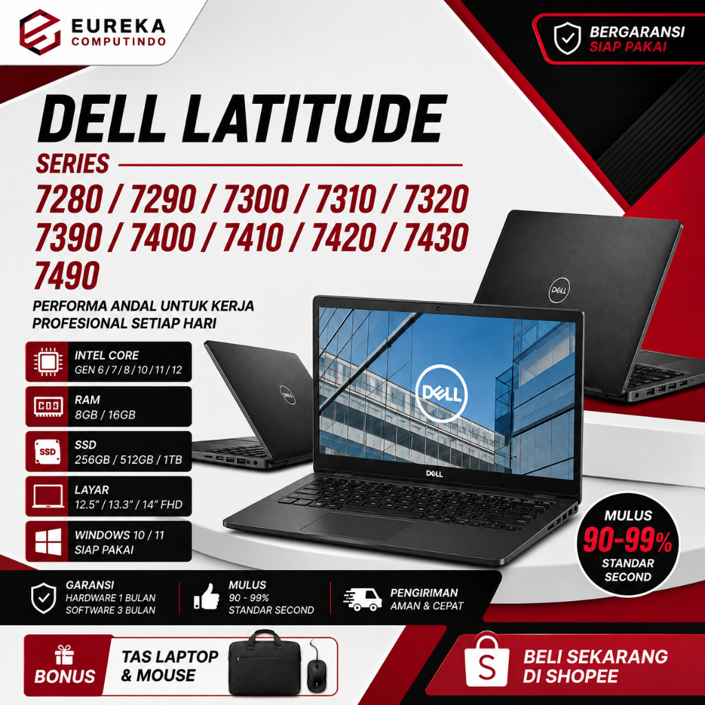 Laptop Dell Latitude Series 7280 7290 7300 7310 7320 7390 7400 7410 7420 7430 7490 Core i5 i7 Gen 7-
