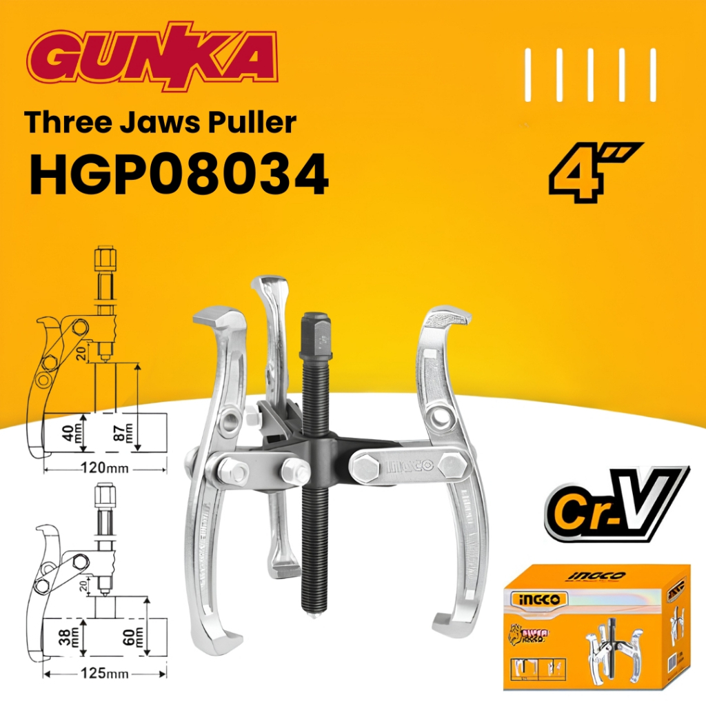 Three Jaws Puller (4") HGP08034 Traker Katrol Tarik 3 Cakar Montir Motor Menarik Tarik Baut Bearing 