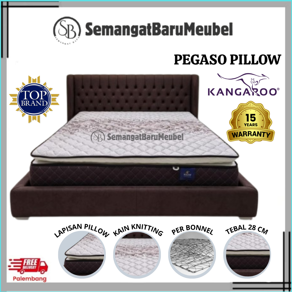 Springbed Kangaroo Pegaso Pillow / Kasur Spring Bed Matras Pegaso Pillow / Tempat Tidur Kasur Murah 