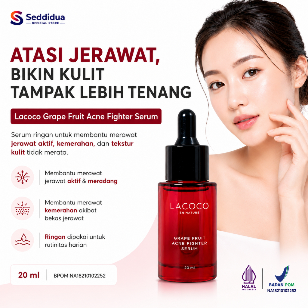 LACOCO Grape Fruit Acne Fighter Serum Penghilang Jerawat Batu Jerawat dan Bekas Jerawat Ampuh