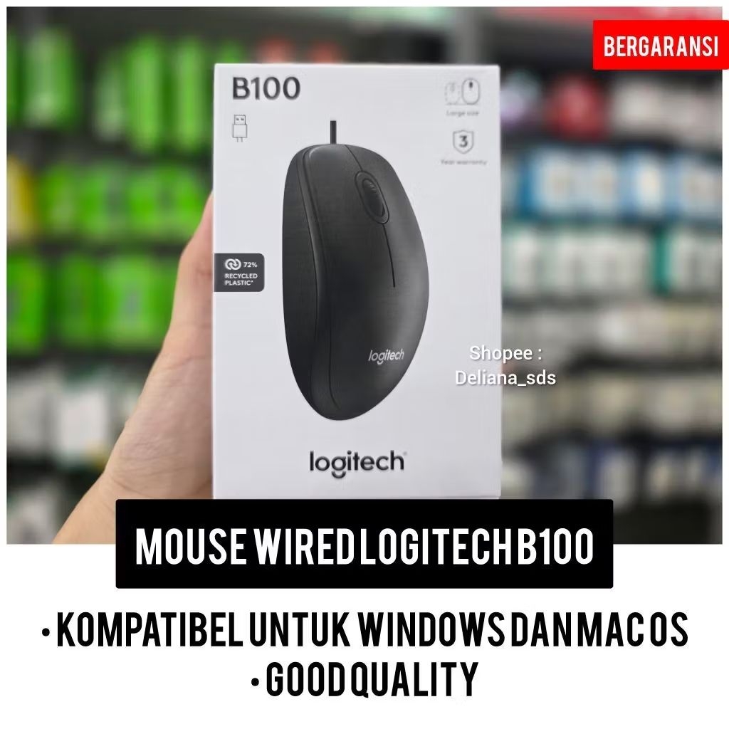 Mouse Logitech B100 Garansi Resmi 1 Tahun Mouse Kabel Logitech B100 Logitech Mouse B100