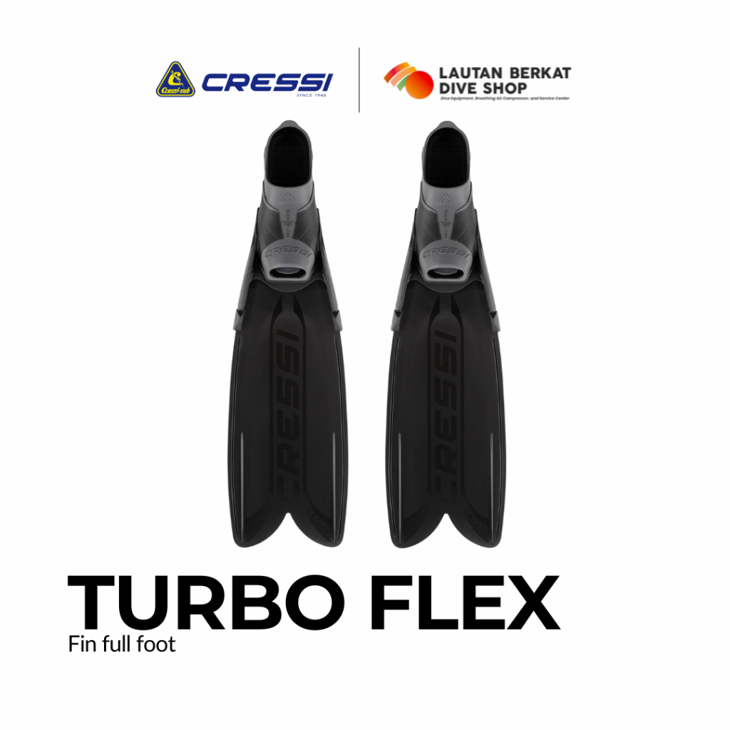 Cressi Gara Turbo Flex Long Full Foot Fins Size 42-43 - Freediving Original
