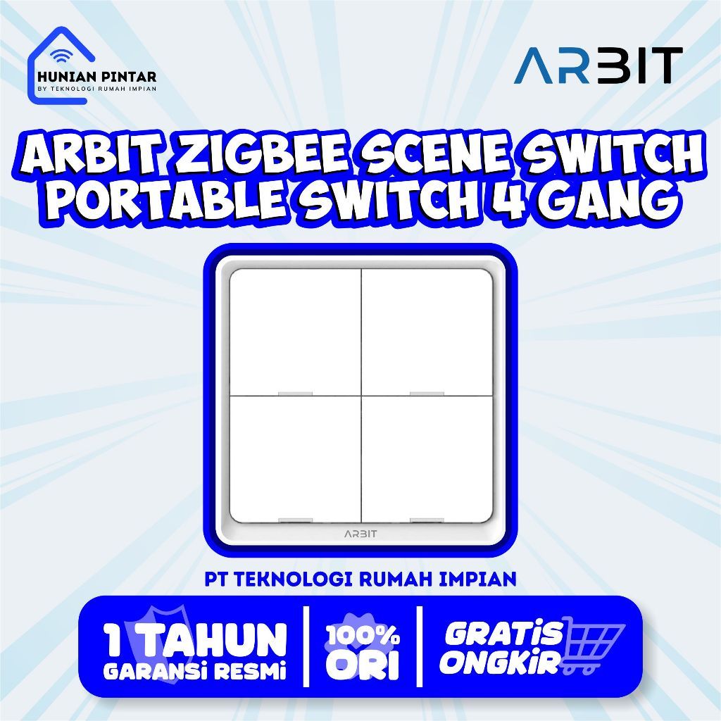 ARBIT Smart Portable Zigbee Scene Switch 4 Gang Remote Kontrol