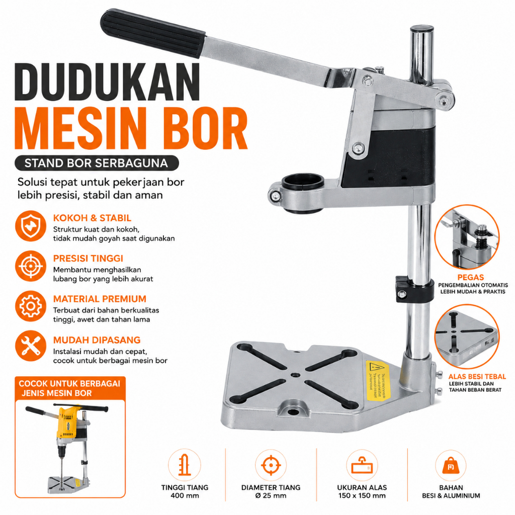 Dudukan Mesin Bor Listrik Adapter Bor Tangan Menjadi Bor Duduk Stan Drill