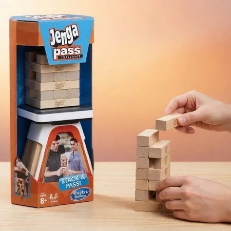 Maianan kayu balok JENGA Hasbro Gaming Jenga Pass Challenge,