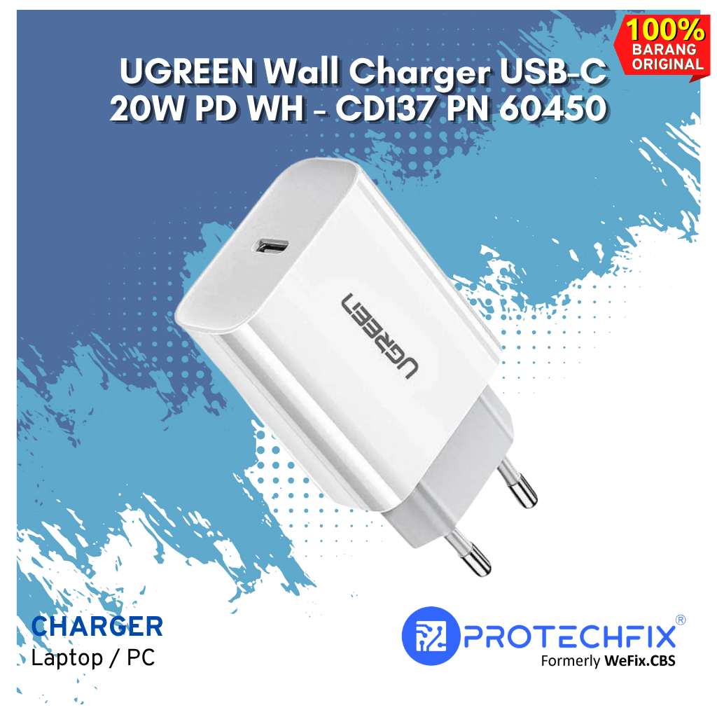 Charger-UGREEN Wall Charger USB-C 20W PD WH CD137 PN 60450