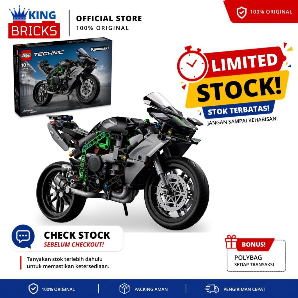 42170 Kawasaki Ninja H2R TECHNIC - Mainan Anak LEGO Motor Balap Original Murah Jakarta