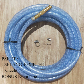 PAKET Selang 1/2 Inch 10 Meter Selang Benang + Nozzle Jet Spray Lurus Kuning