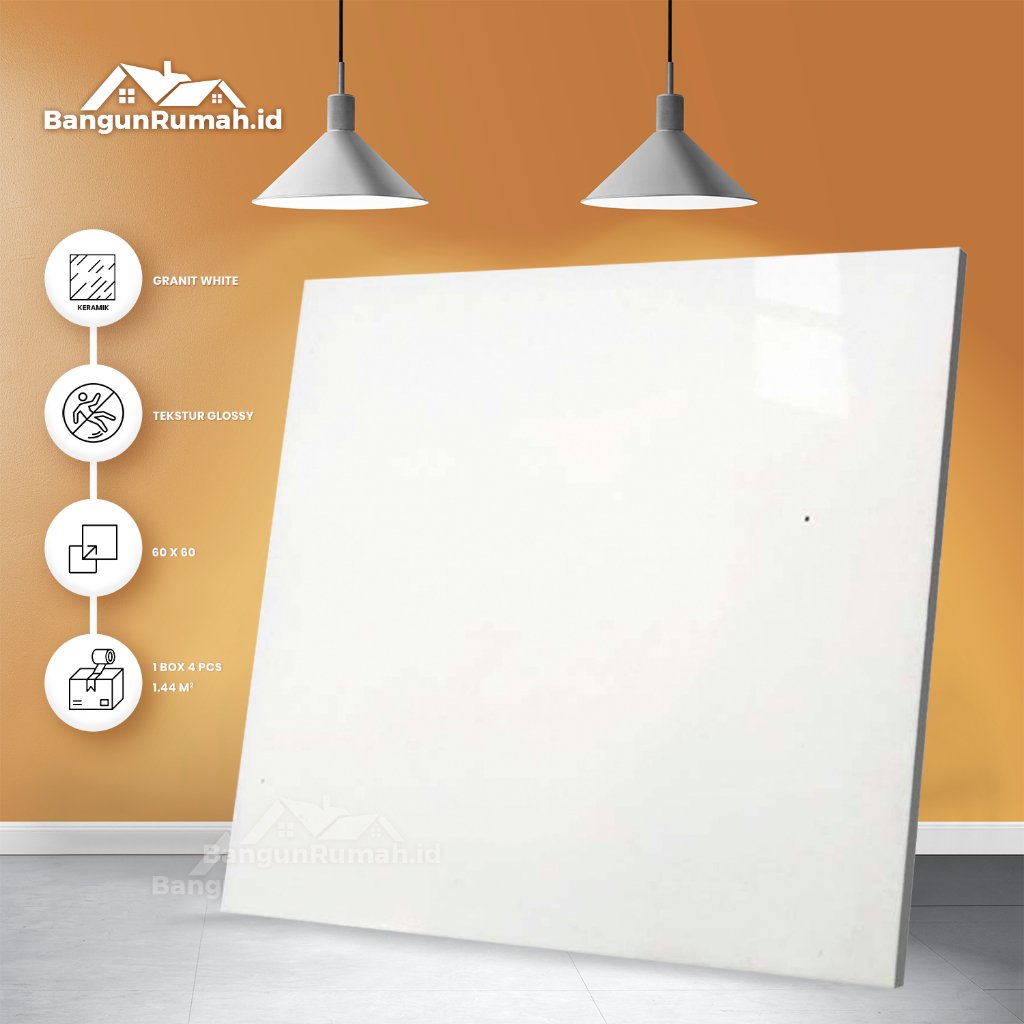 Granit lantai glossy Grande White 60 x 60