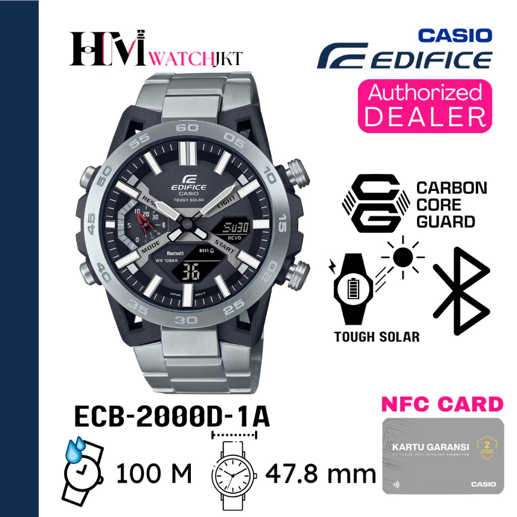 CASIO EDIFICE ECB-2000D-1ADF Jam Tangan Pria Original Analog-Digital Antiair ECB-2000D-1A ECB-2000