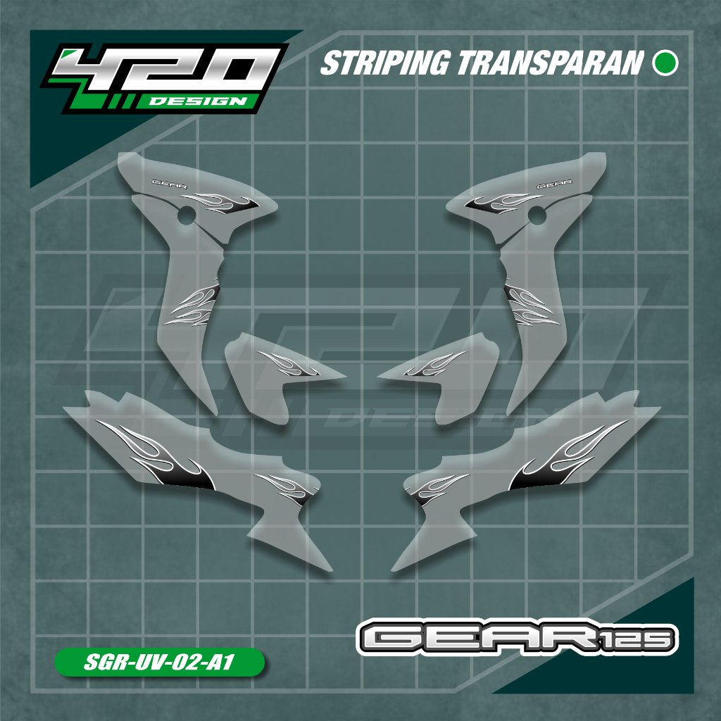 STICKER STRIPING TRANSPARAN YAMAHA MIO GEAR 125 2020 2021 2022 MOTIF API  - LIST STRIPING MIO GEAR 1