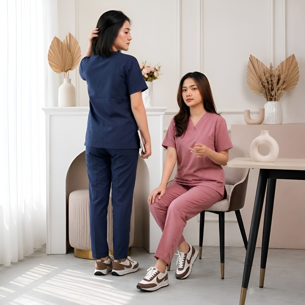 BAJU OK / BAJU JAGA MEDIS SCRUB WANITA PRIA – Baju Jaga Bidan Perawat Dokter, Seragam Medis Premium 