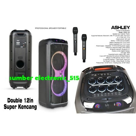 Speaker Portable 2x12 Inch Ashley JOSS122 JOSS 122 Original