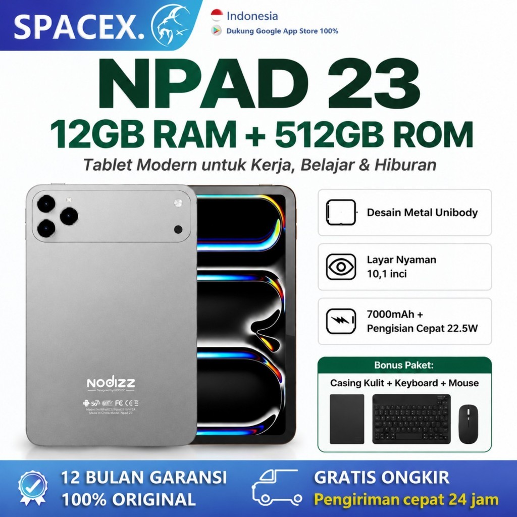 [Free Mouse Keyboard Case] Spacextab Tablet NPAD23 (12GB+512GB)Android15 |10.1inch"lPS Screentablet 