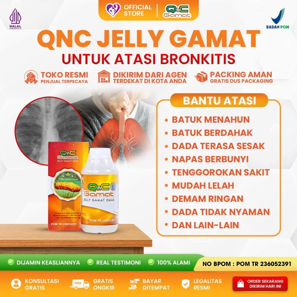 Obat Bronkitis Radang Paru Paru Infeksi Paru-paru Flek Paru TBC Paru Anak dan Dewasa Qnc Jelly Gamat