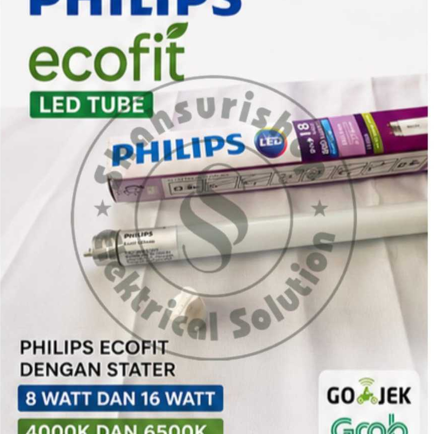 philips T8 ecofit dengan stater philips led T8 ecofit 16W 1200MM DAN 10W 600MM