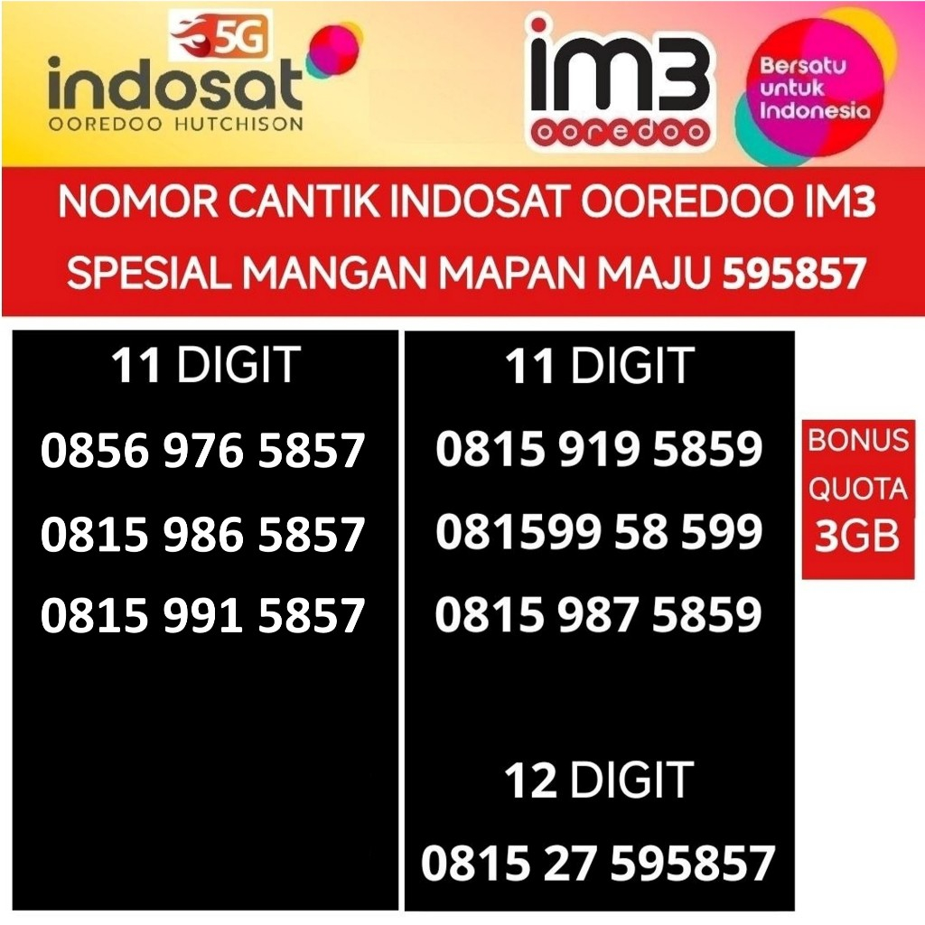 im3 indosat ooredoo 5758 maju mapan 59 mangan nomor cantik kartu perdana nomer hoki