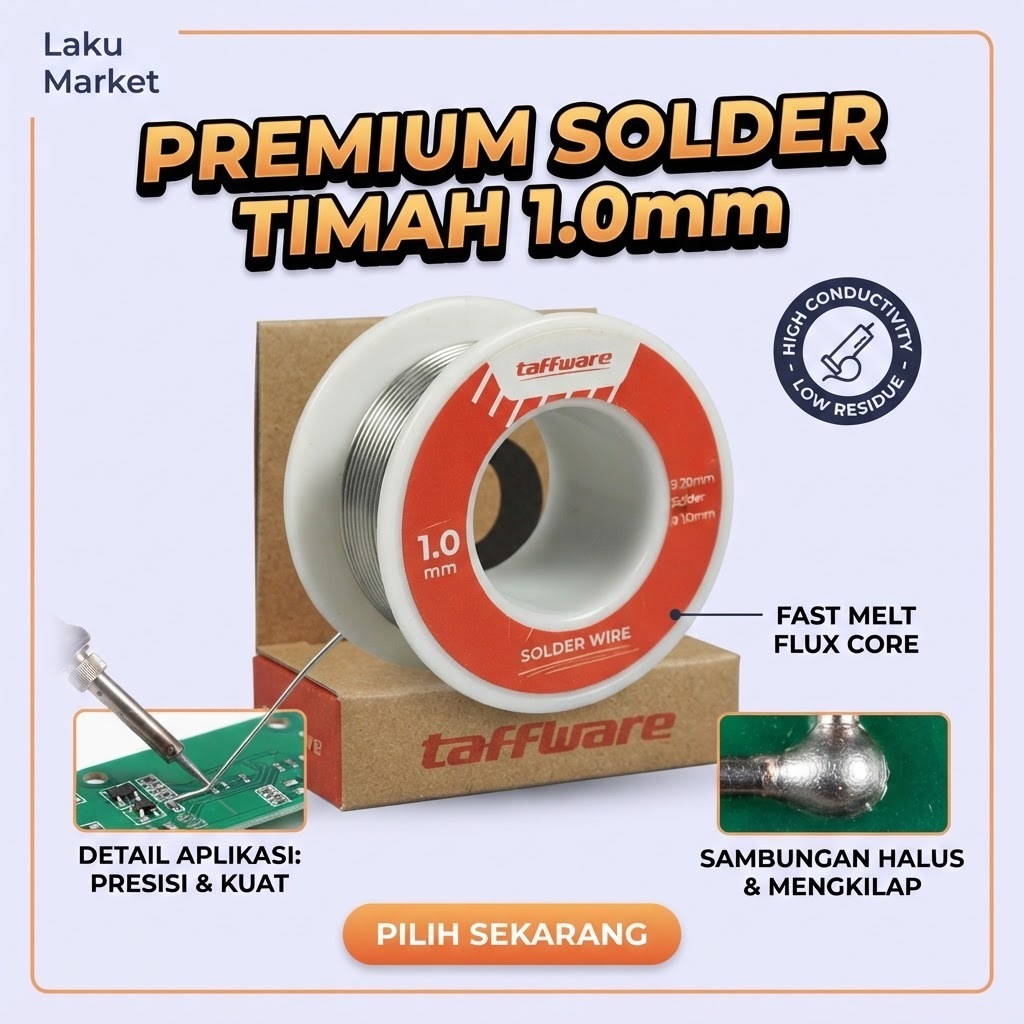 Timah Solder, Kawat Solder, Solder Wire 1mm, Timah Solder Flux, Alat Service Elektronik, Timah Solde