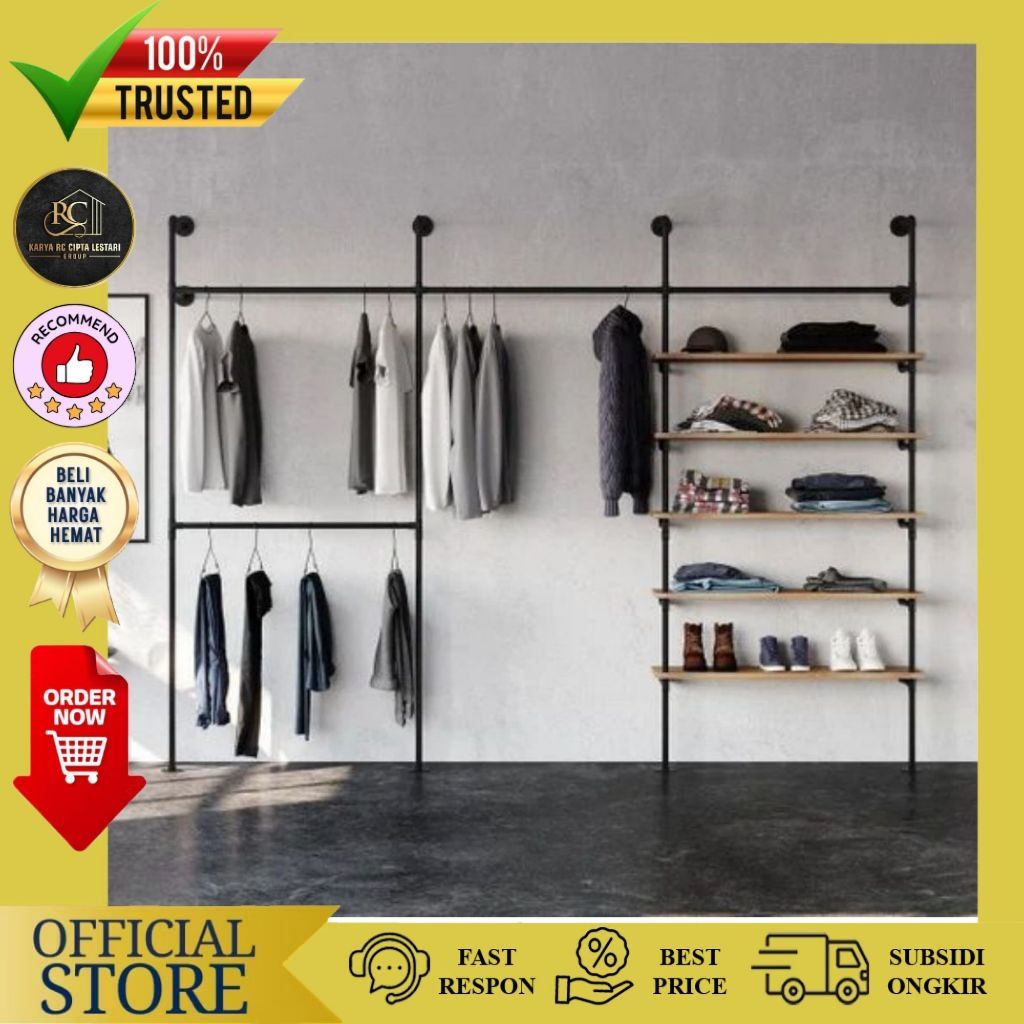 Rak Baju Dinding | Display Distro | Display Boutique | Toko Baju