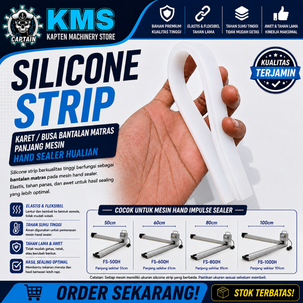 Silicone Strip Karet Busa Bantalan Matras Mesin Hand Sealer Hualian FS-500H FS-600H FS-800H FS-1000H