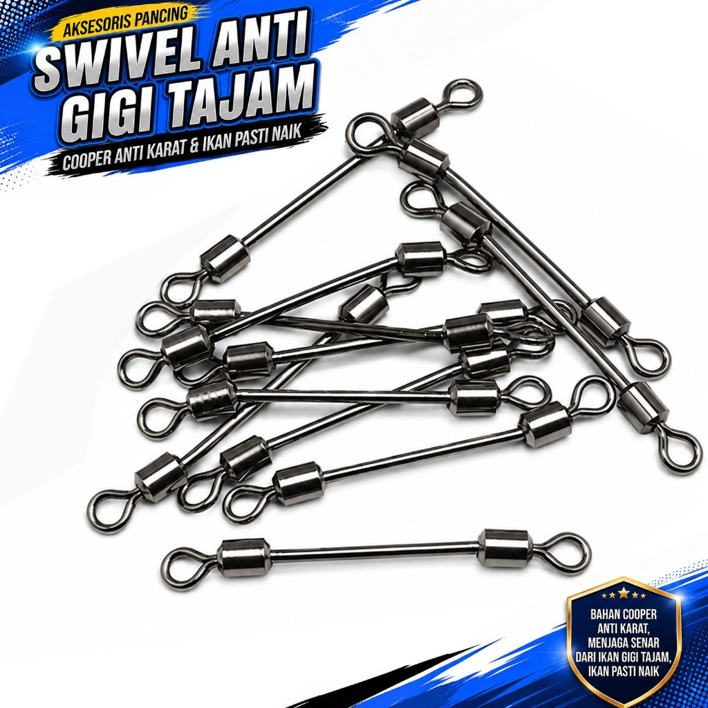 MANCING MANIA Long Swivel Black Cooper Kili-kili Pancing Panjang Anti Gigi Tajam