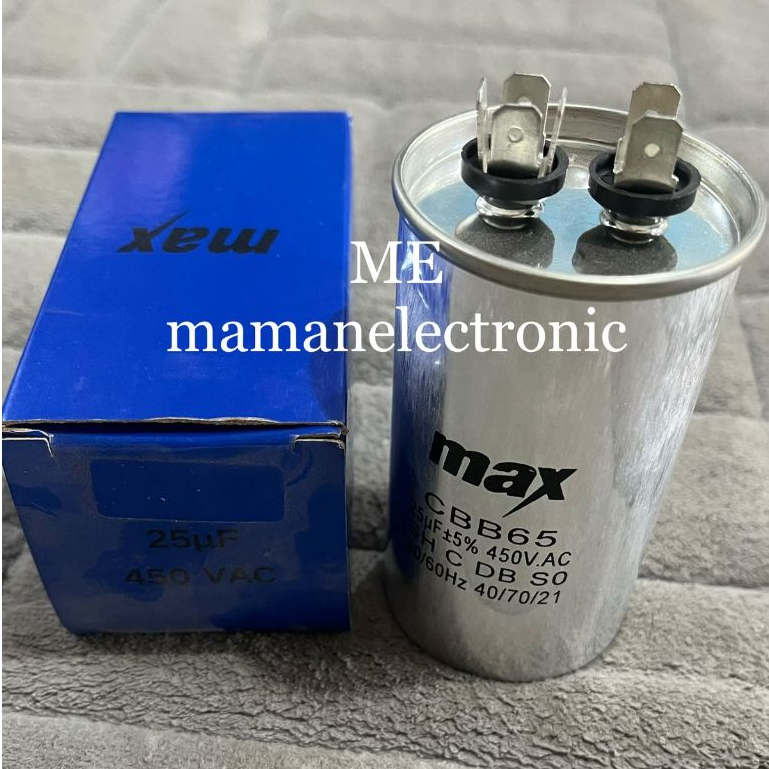 KAPASITOR BULAT METAL POMPA AIR MESIN CUCI 25UF 450V CBB65 MAX