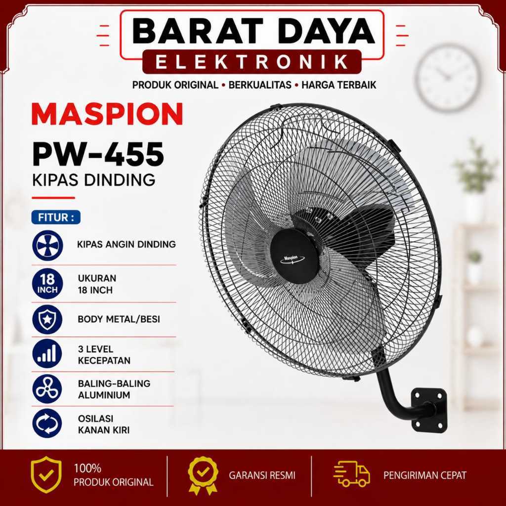 Kipas Angin Dinding Maspion PW 455 Power Fan Kipas Tornado