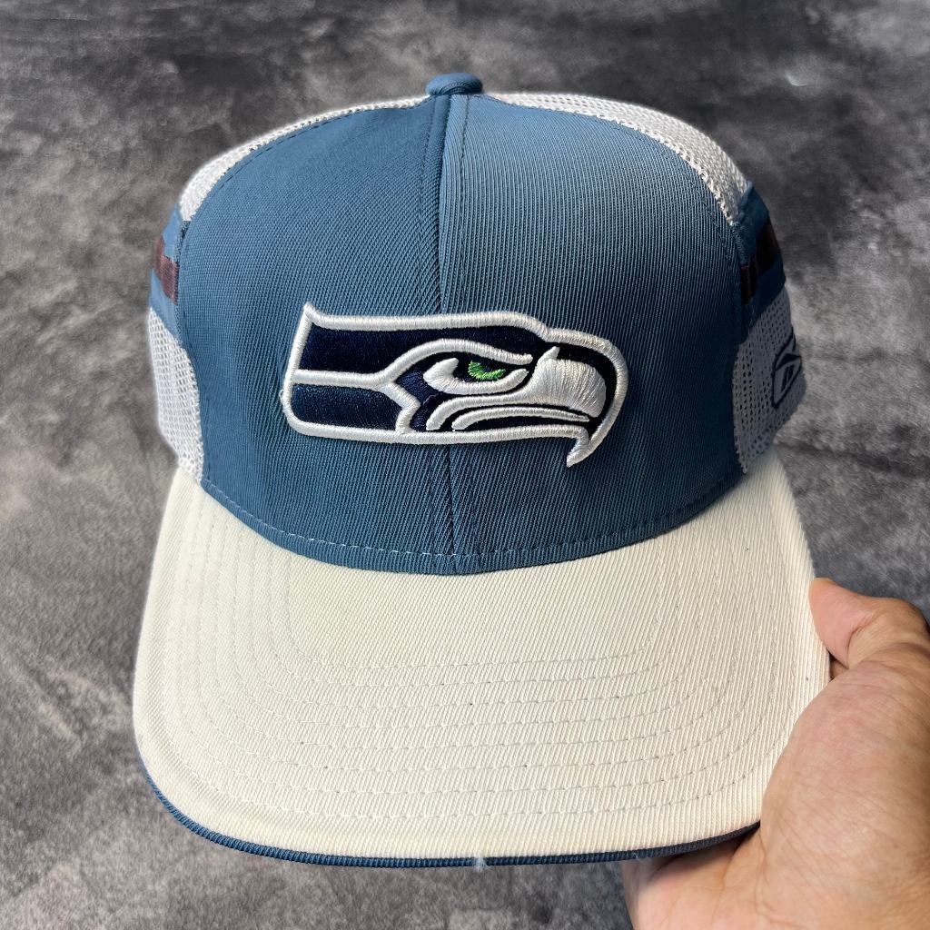 Topi Reebok NFL Seattle Seahawk Biru Putih Original Baseball Basket Hockey Football Olahraga
