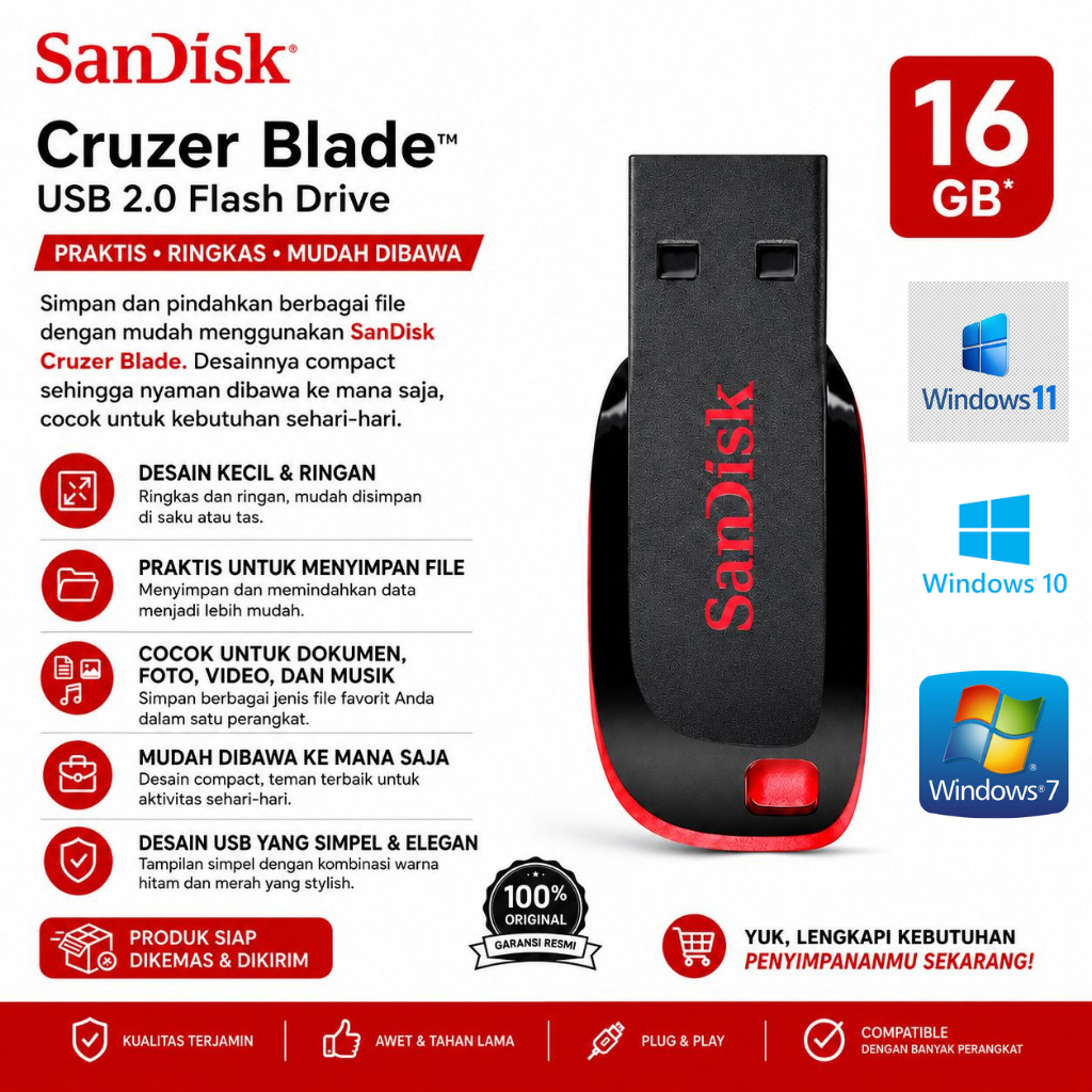 FLASHDISK SANDISK ISI BOOTABLE WINDOWS 7 WINDOWS 10 WINDOWS 11