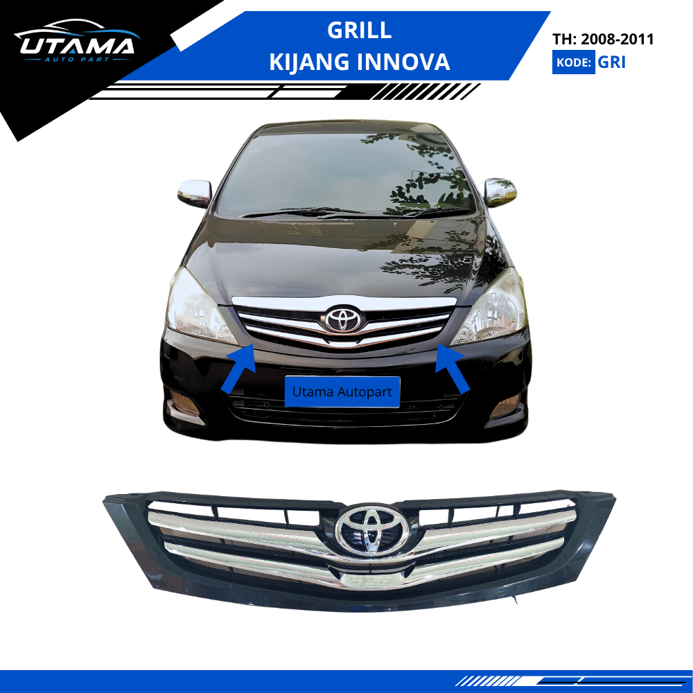Grill Depan Kijang Innova 2008-2011 Hitam Chrome - Gril Mobil Toyota Innova