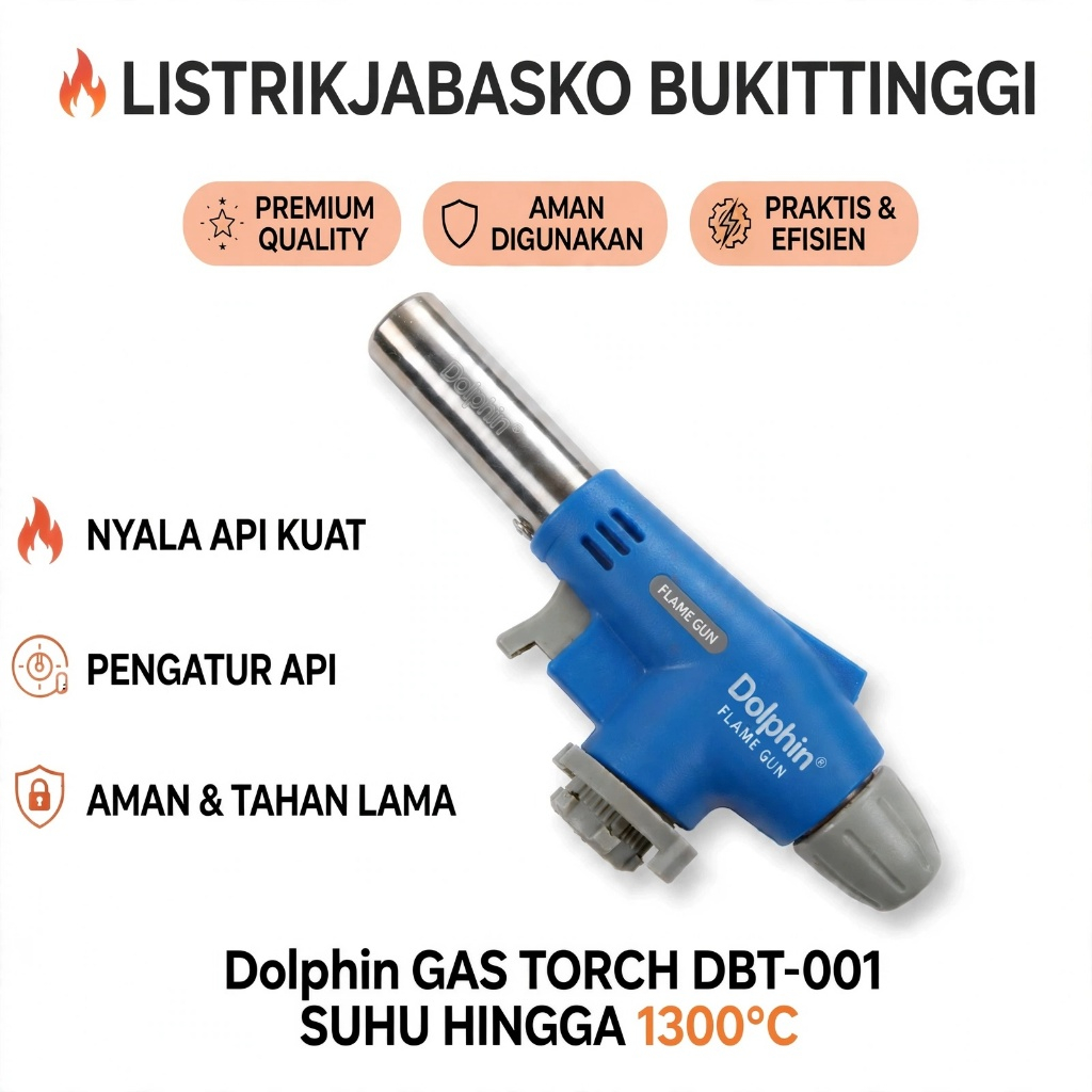 Dolphin Gas Torch DBT-001 Flame Gun suhu hingga 1300°C pengatur api nyala api kuat