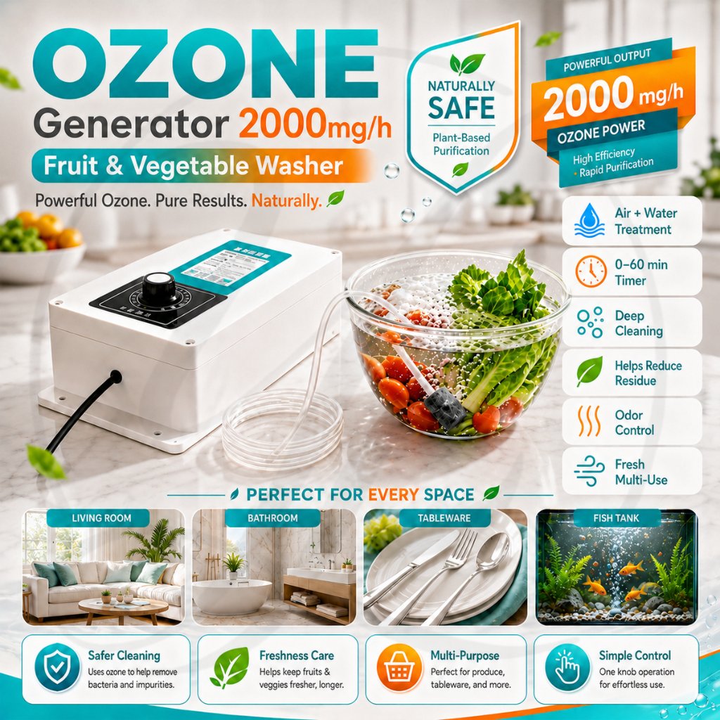 Ozon Generator 2000mg Sterilizer O3 Pemurni Air Ozonizer untuk Pengolahan Air Depot Minum Aquarium K