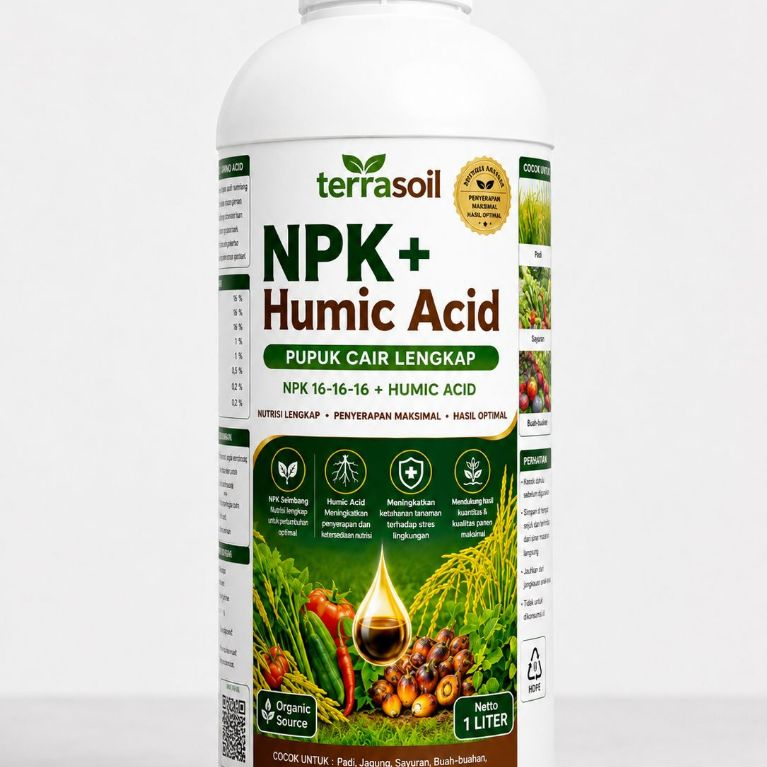 Terrasoil NPK+ Humic Acid Pupuk Cair Lengkap NPK 16-16-16 + Humic Acid 1 Liter
