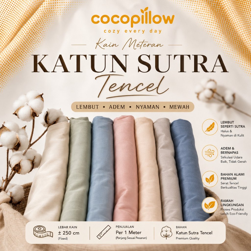 KAIN TENCEL SUTRA POLOS 60S PREMIUM BAHAN TENCEL SUTRA / KAIN SPREI PREMIUM AESTHETIC POLOS SATIN ME