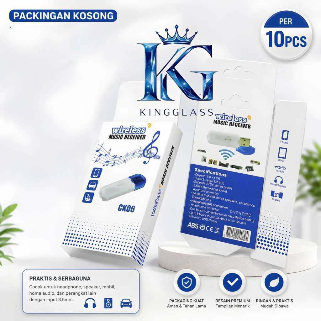 Isi 10Pcs Box Packing Kosong Bluetooth Receiver CK06 - Dus Kemasan Retail CK USB Bluetooth [RAG]