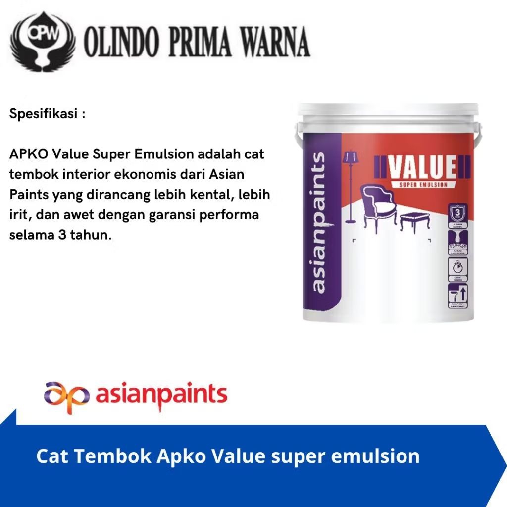 Cat tembok interior Apko Value Super emulsion 25kg