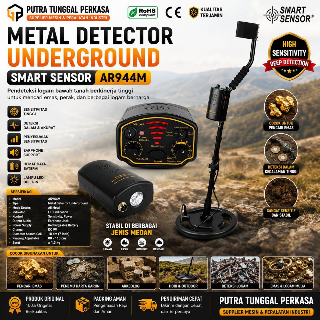 Smart Sensor AR944M Metal Detector Underground Emas Gold Hunter