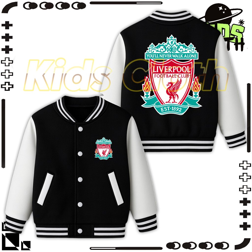 JAKET VARSITY LOGO CLUB LIVERPOOL LAKI-LAKI PEREMPUAN JAKET BASEBALL ANAK LOGO CLUB LIVERPOOL LAKI-L