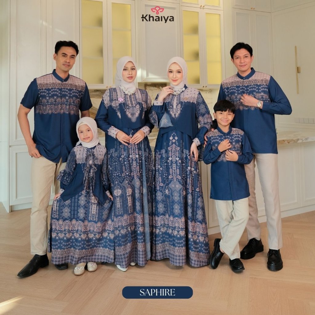(PO Sarimbit Khaiya) - Senandung Raya Saphire Sarimbit Keluarga Baju Couple Family Motif Elegant