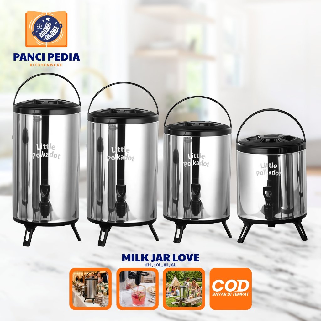 PanciPedia LittlePolkadot Milk Jar Stainless Steel – Dispenser Minuman Panas & Dingin | Termos Air S